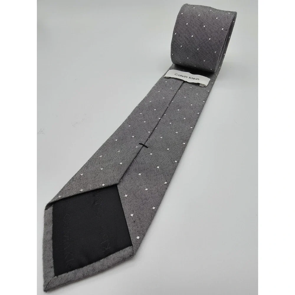 Calvin Klein Gray White Slim Tie Classic Polka Dot Necktie 58